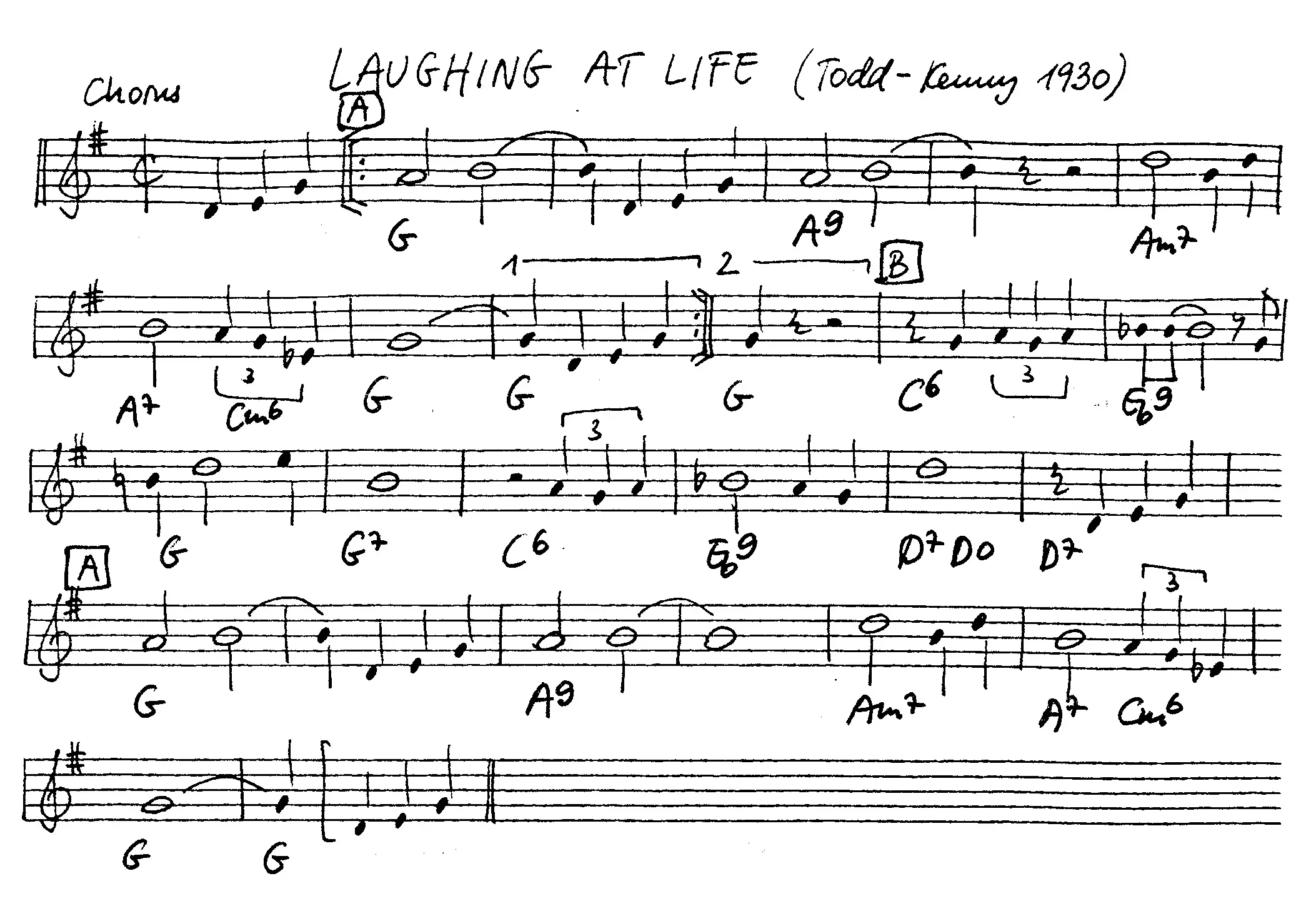 laughing at life free jazz leadsheet - Courtesy of the Jungle Jazz Band